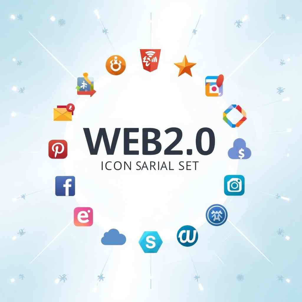 Web2.0 logos icon vector material set